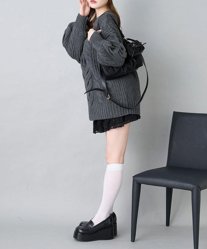 one after another 麻花針織長款上衣