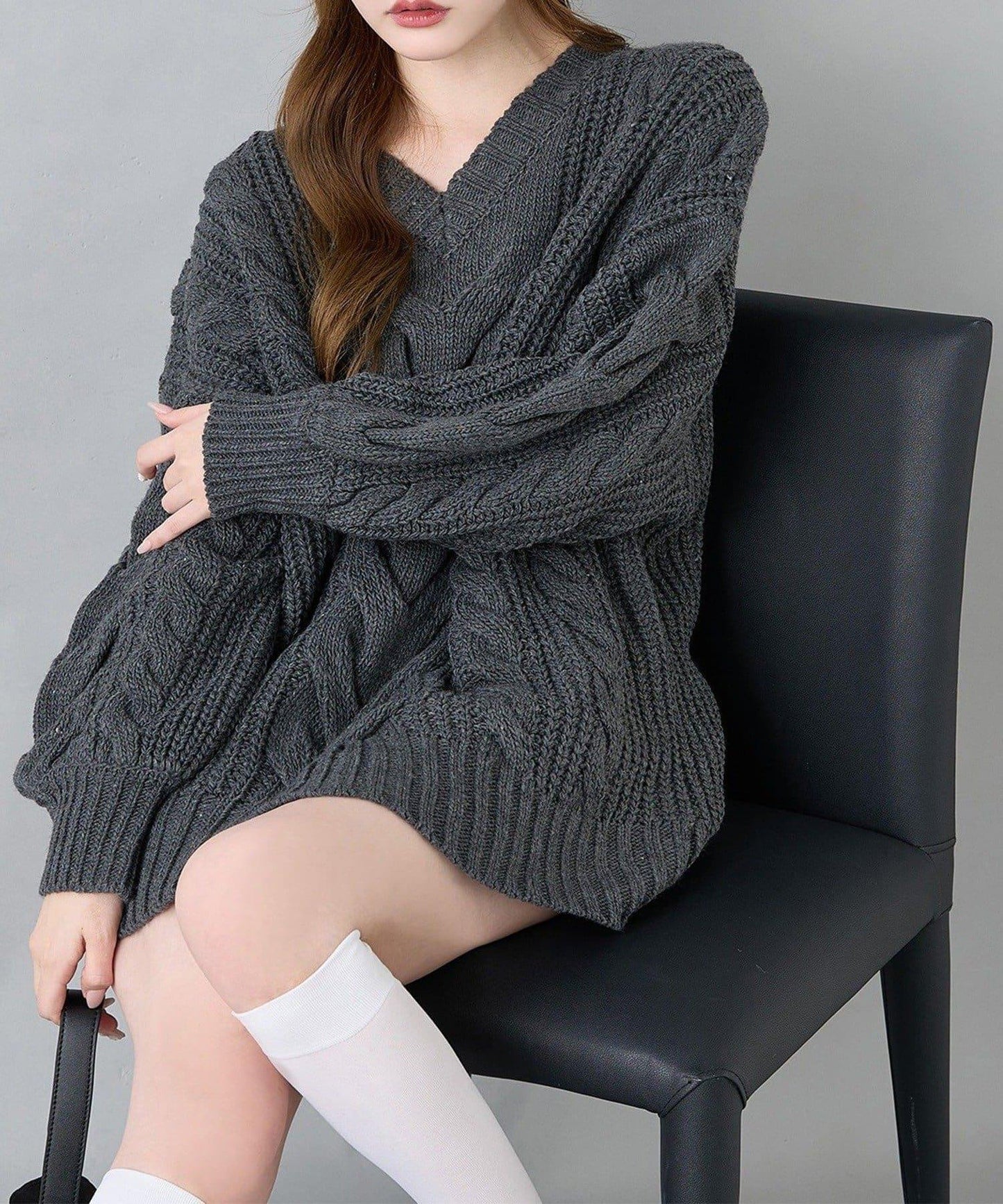 one after another 麻花針織長款上衣