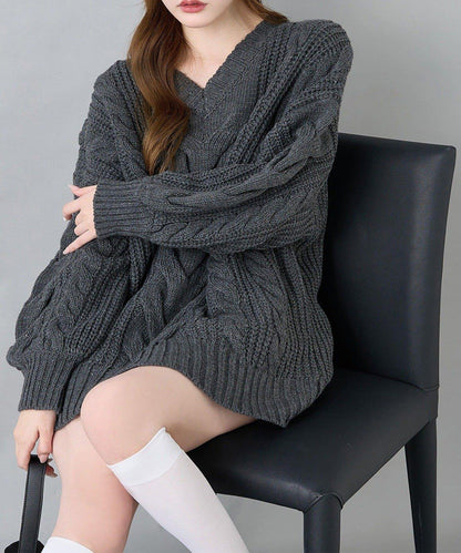 one after another 麻花針織長款上衣