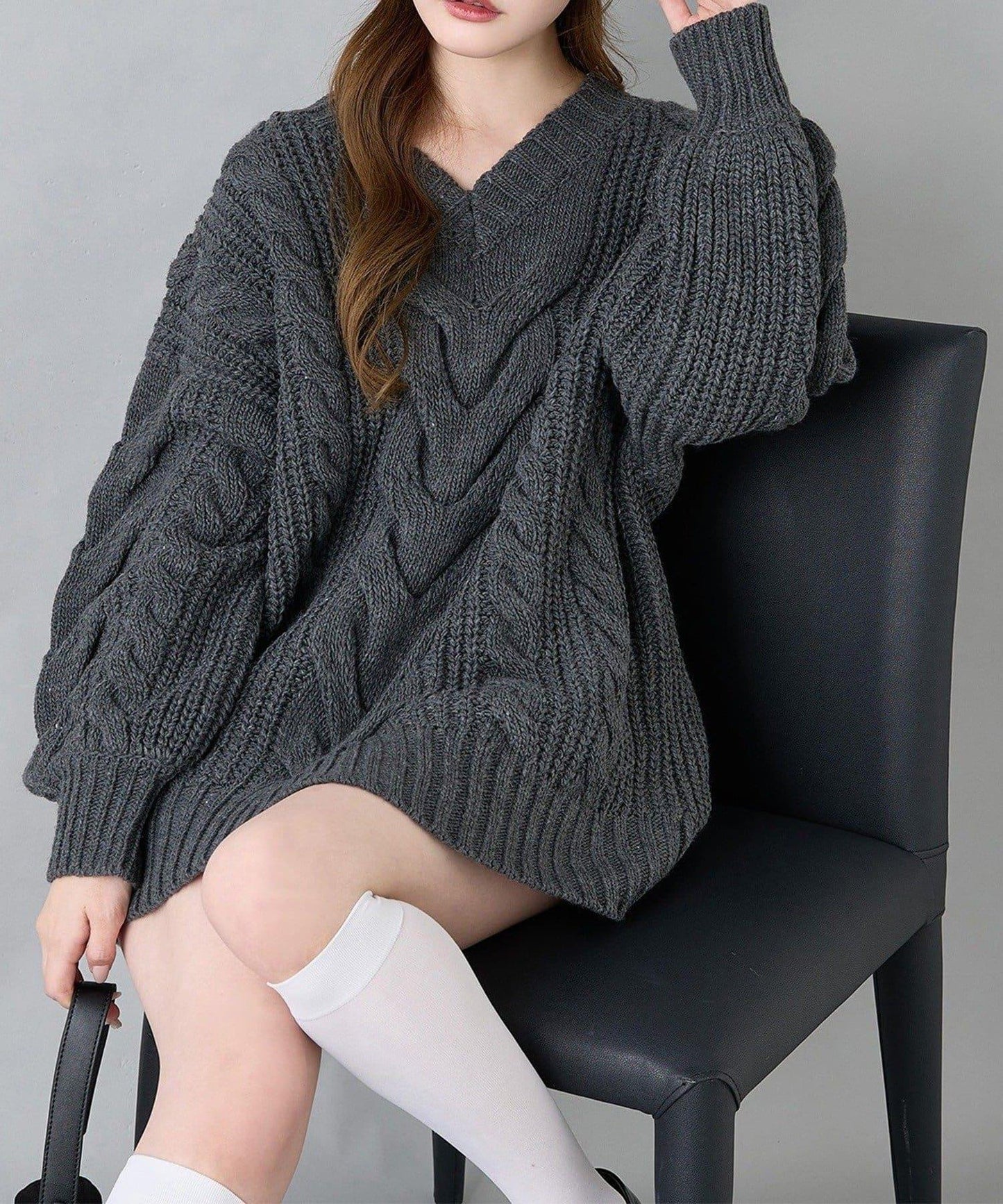 one after another 麻花針織長款上衣