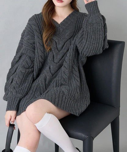 one after another 麻花針織長款上衣