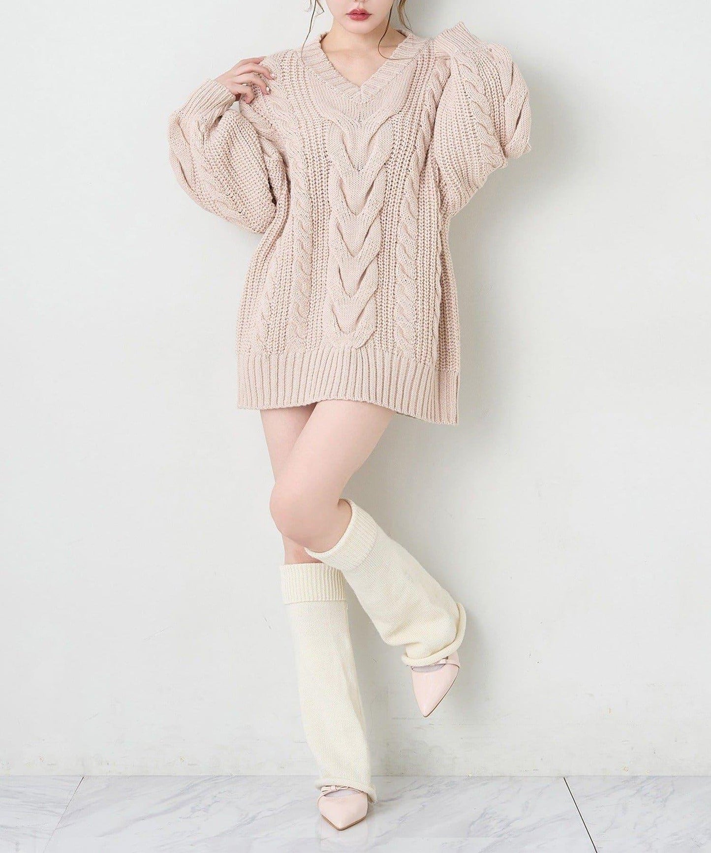 one after another 麻花針織長款上衣