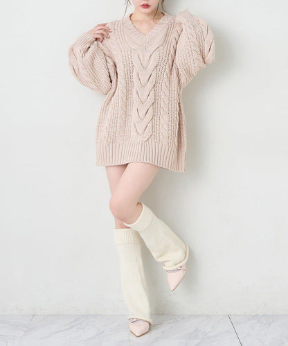 one after another 麻花針織長款上衣