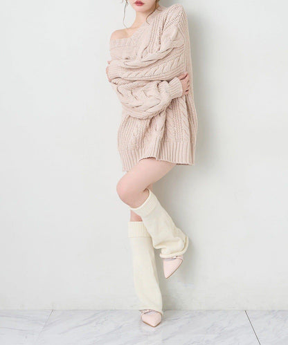 one after another 麻花針織長款上衣