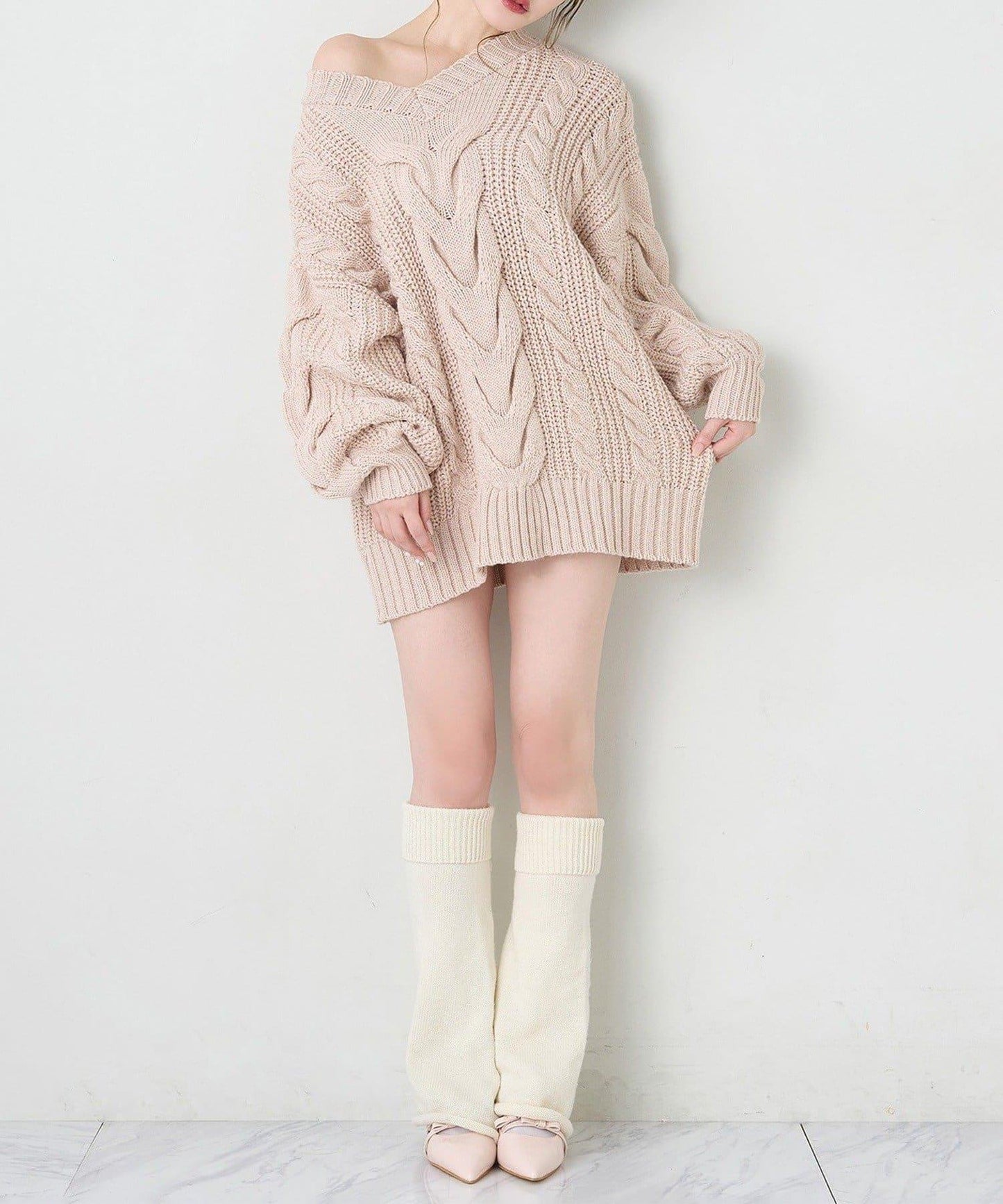 one after another 麻花針織長款上衣