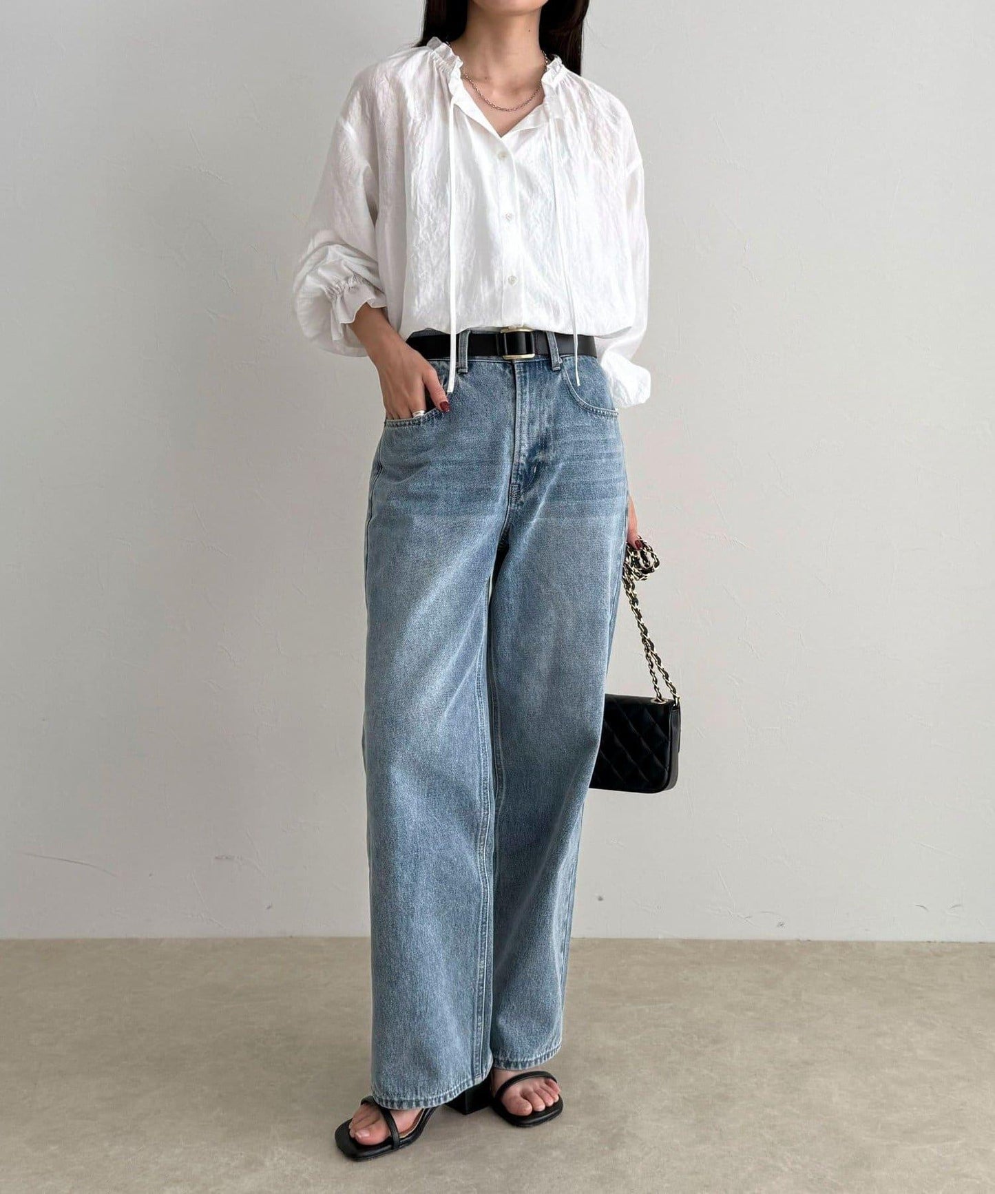 閃亮薄紗褶皺襯衫