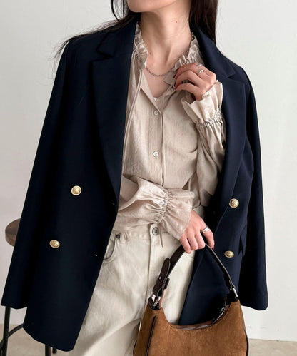 閃亮薄紗褶皺襯衫