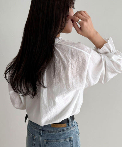 閃亮薄紗褶皺襯衫