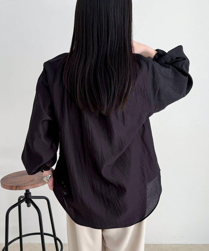 閃亮薄紗褶皺襯衫