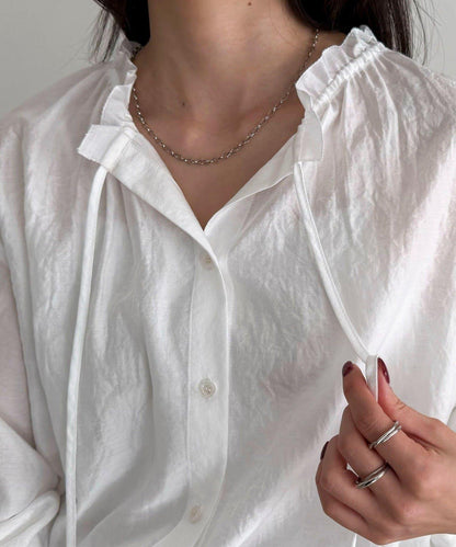 閃亮薄紗褶皺襯衫