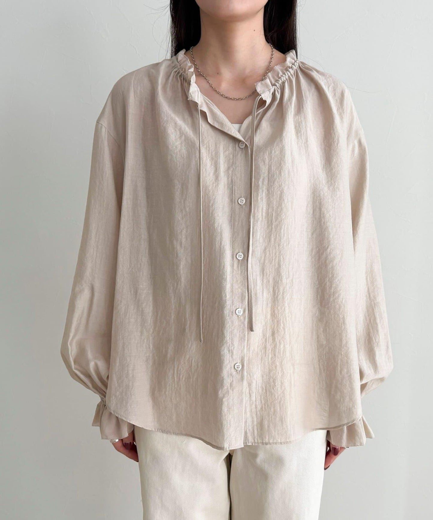 閃亮薄紗褶皺襯衫