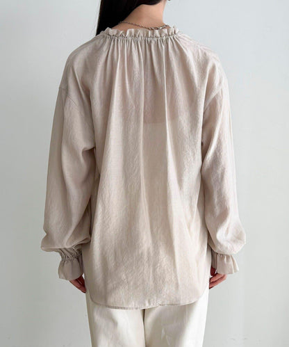 閃亮薄紗褶皺襯衫