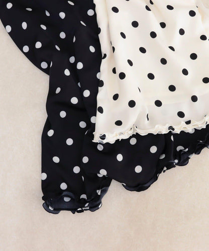 緞面波點中長半身裙