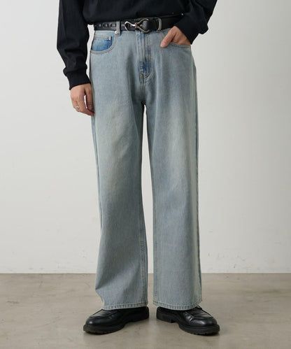 復古風寬鬆直筒牛仔褲