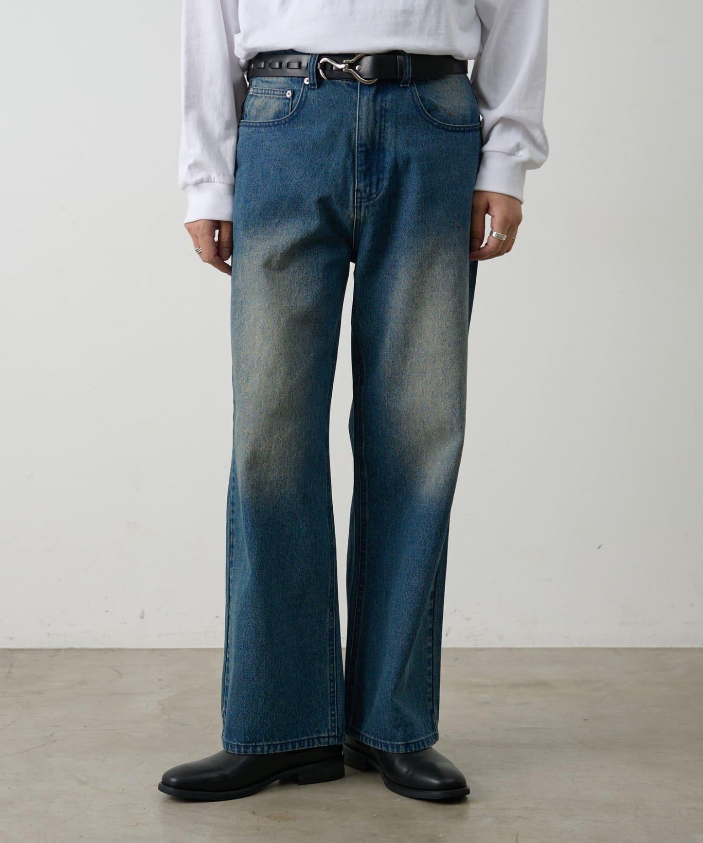 復古風寬鬆直筒牛仔褲