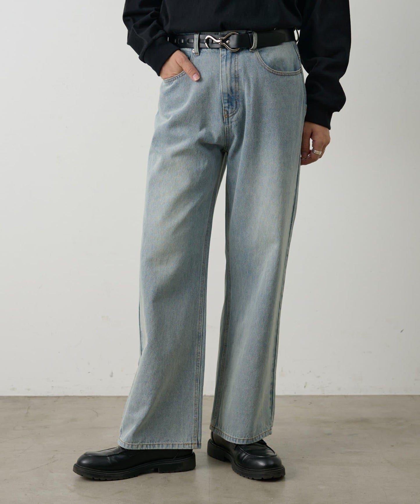 復古風寬鬆直筒牛仔褲