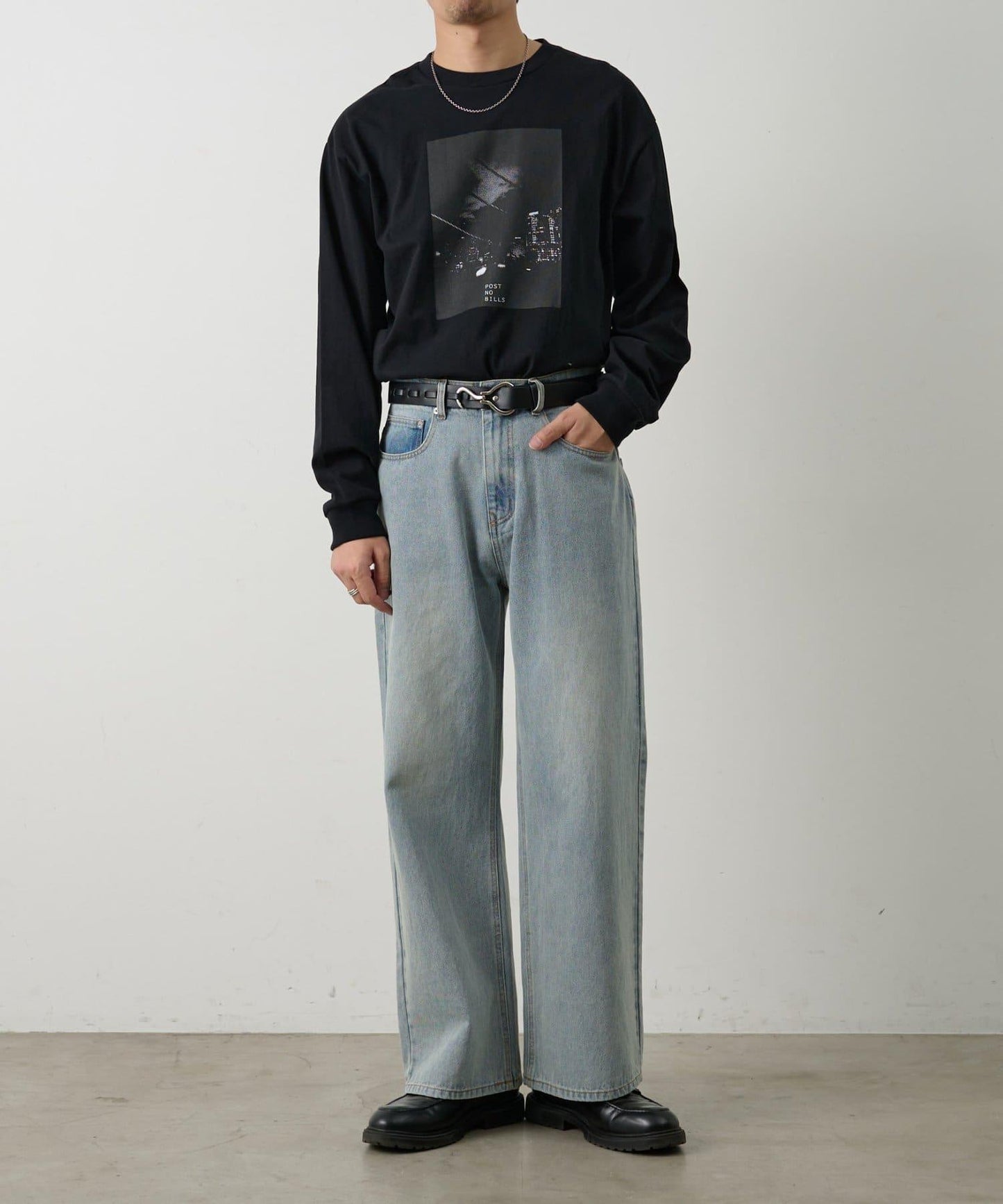 復古風寬鬆直筒牛仔褲