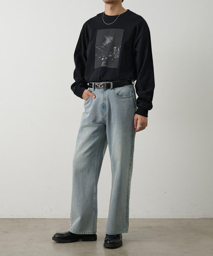 復古風寬鬆直筒牛仔褲