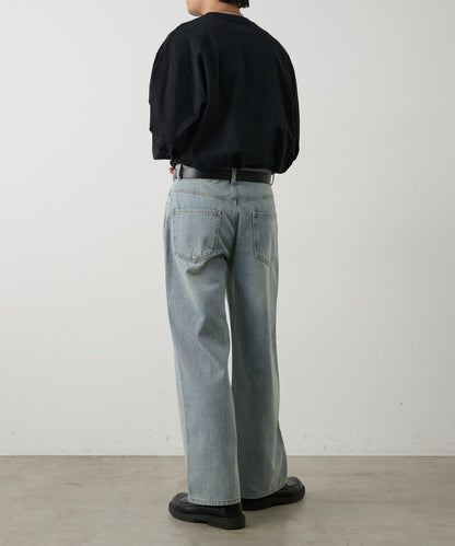 復古風寬鬆直筒牛仔褲