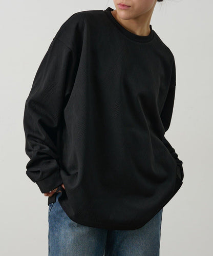 十字紋提花 長袖T恤