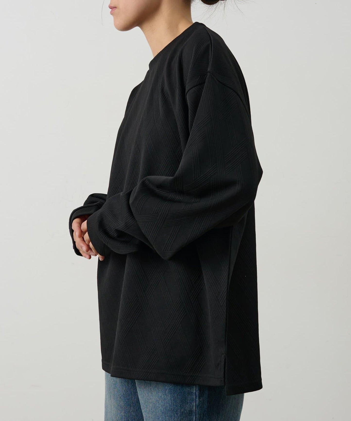 十字紋提花 長袖T恤