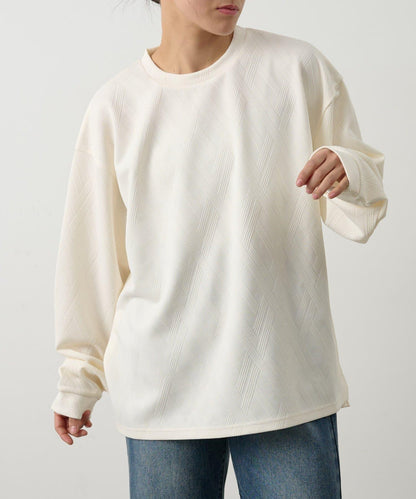 十字紋提花 長袖T恤