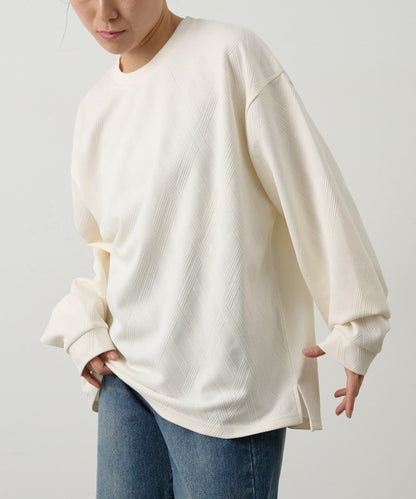 十字紋提花 長袖T恤