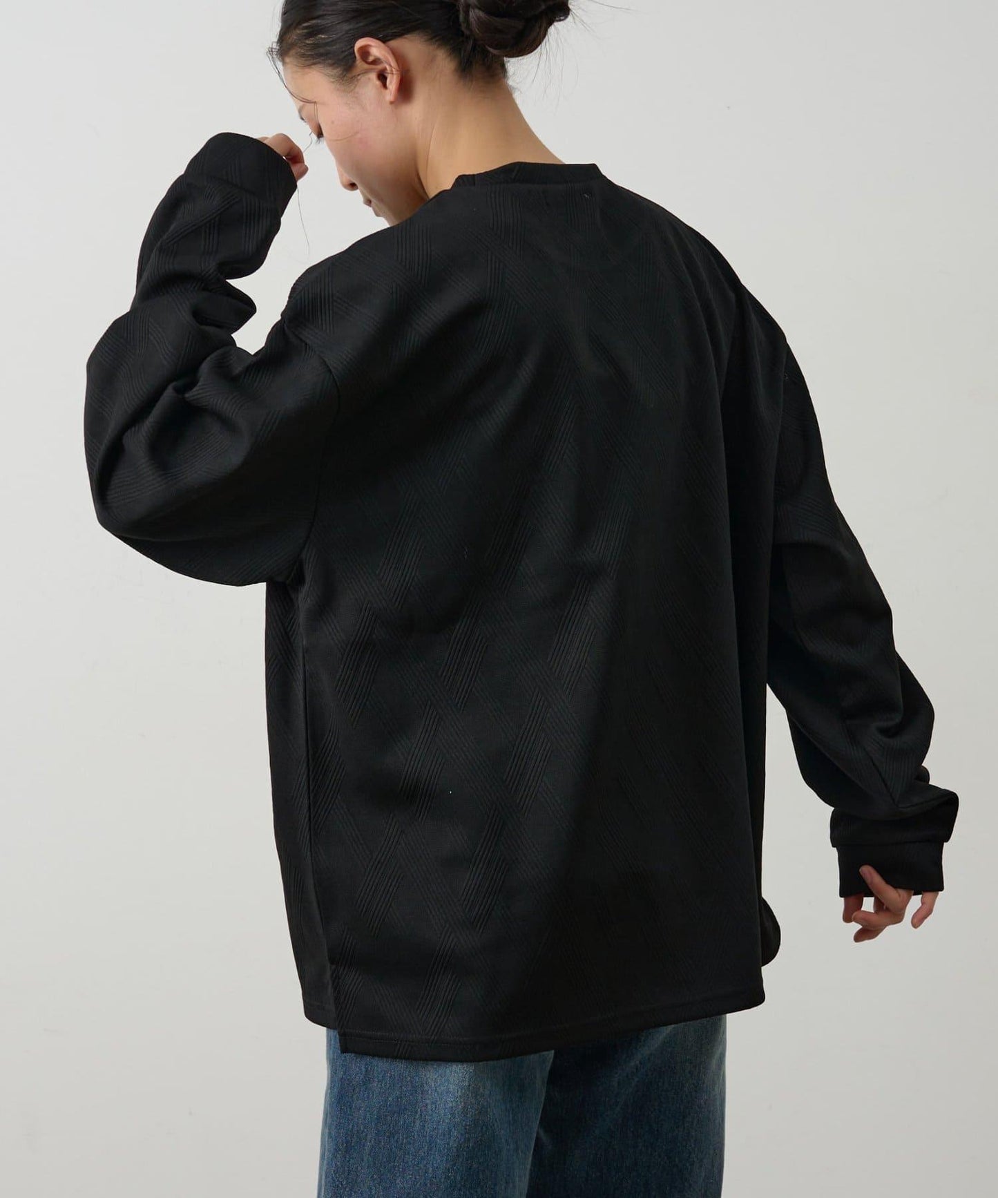 十字紋提花 長袖T恤