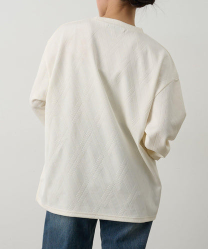 十字紋提花 長袖T恤