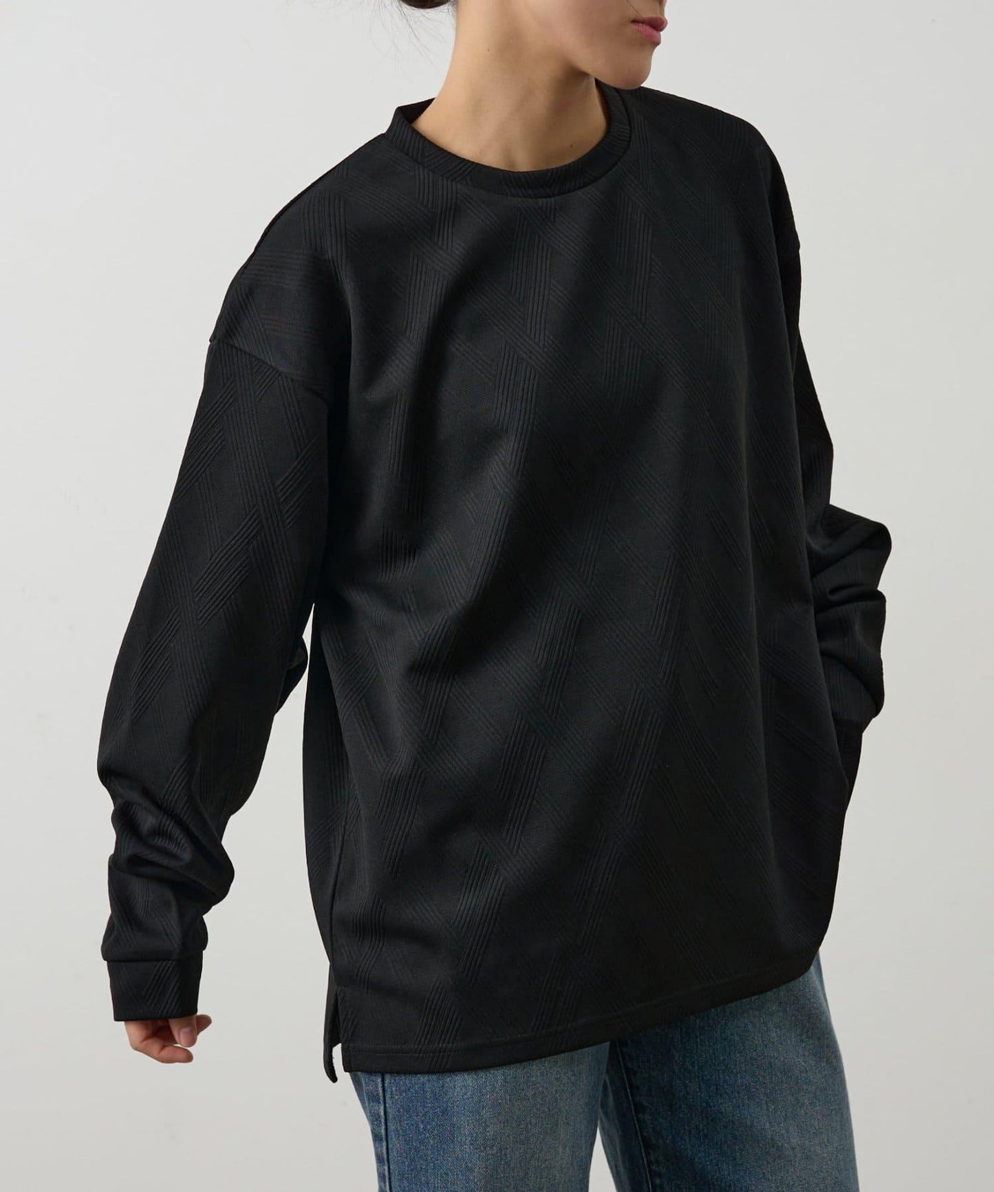 十字紋提花 長袖T恤