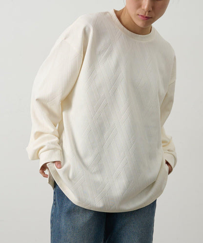 十字紋提花 長袖T恤