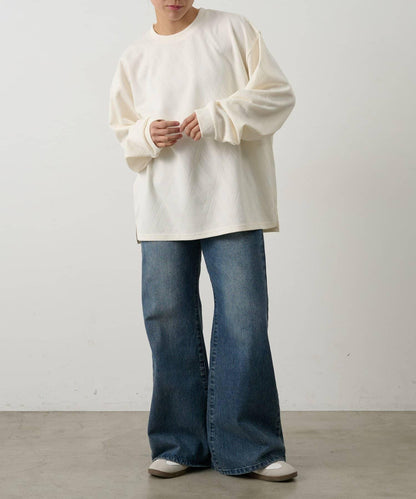 十字紋提花 長袖T恤