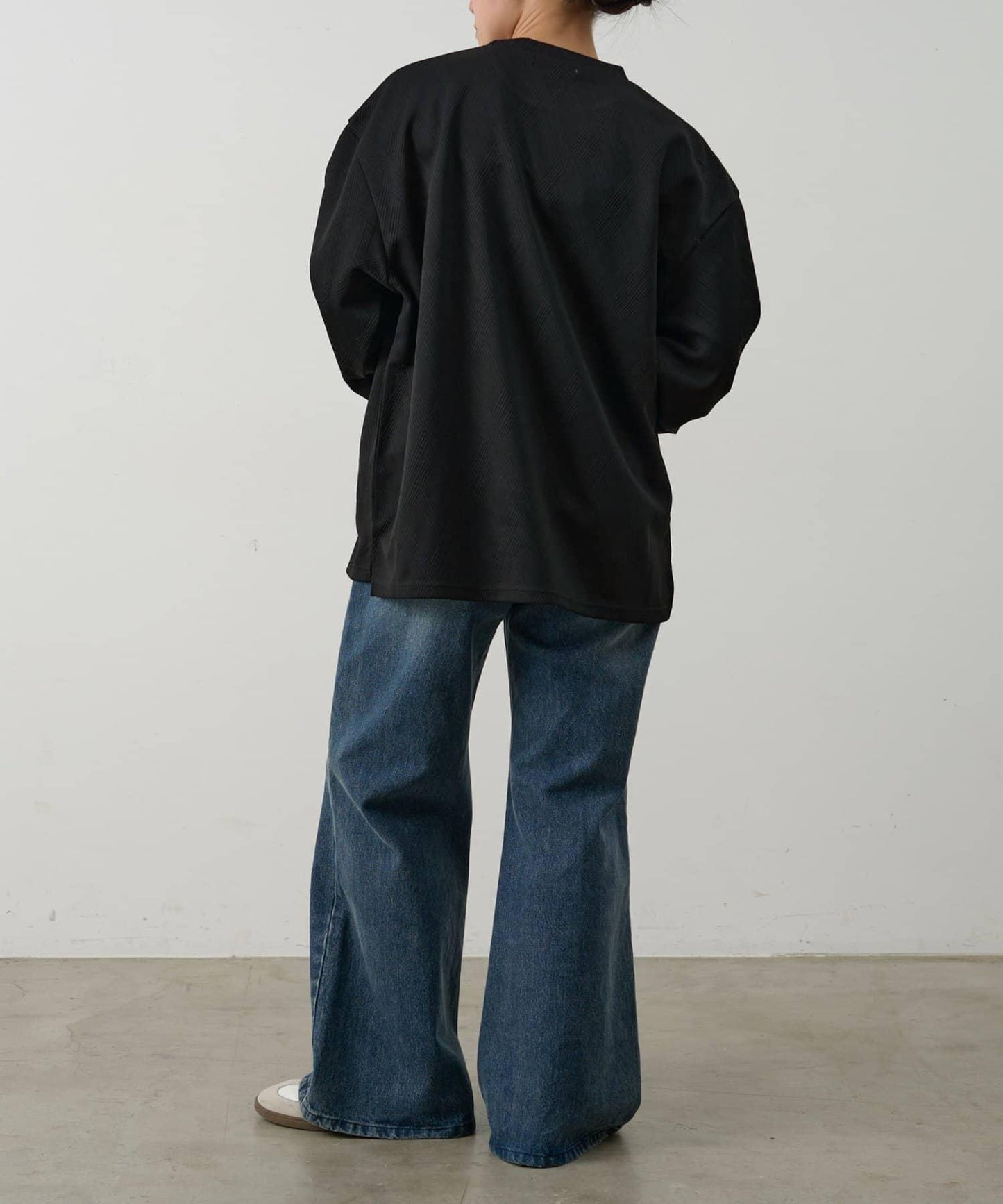 十字紋提花 長袖T恤