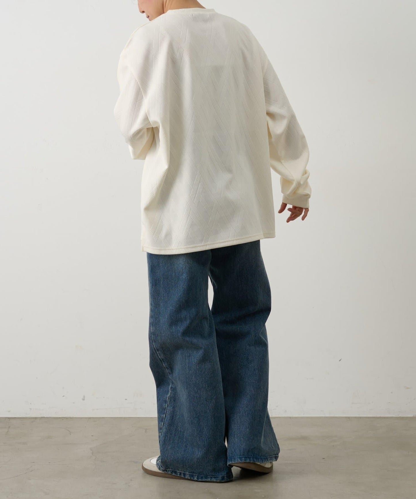 十字紋提花 長袖T恤