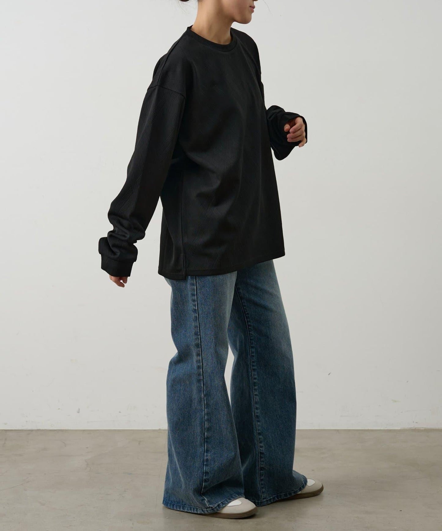 十字紋提花 長袖T恤