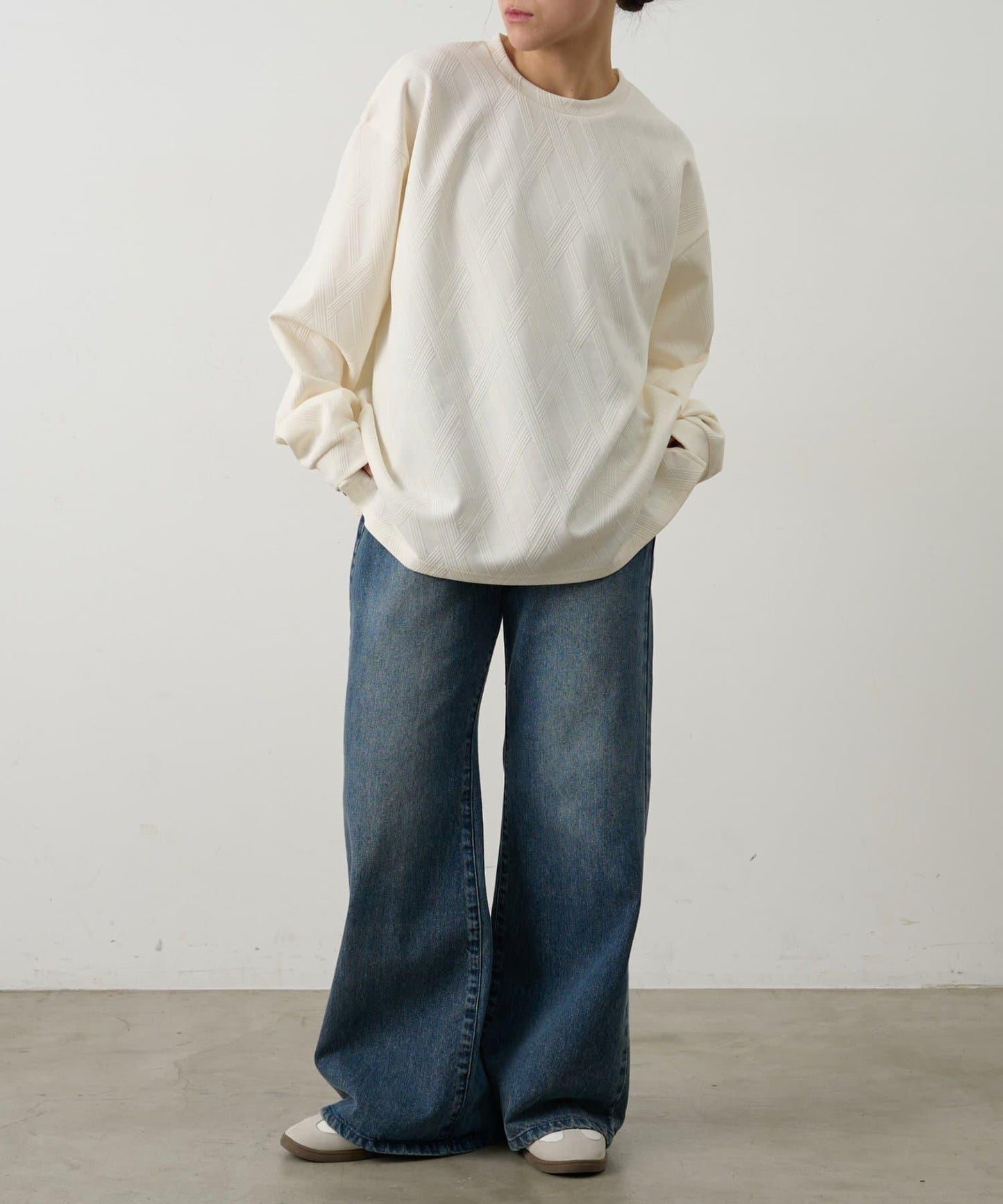 十字紋提花 長袖T恤