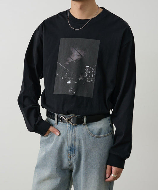 方形照片印花 長袖T恤