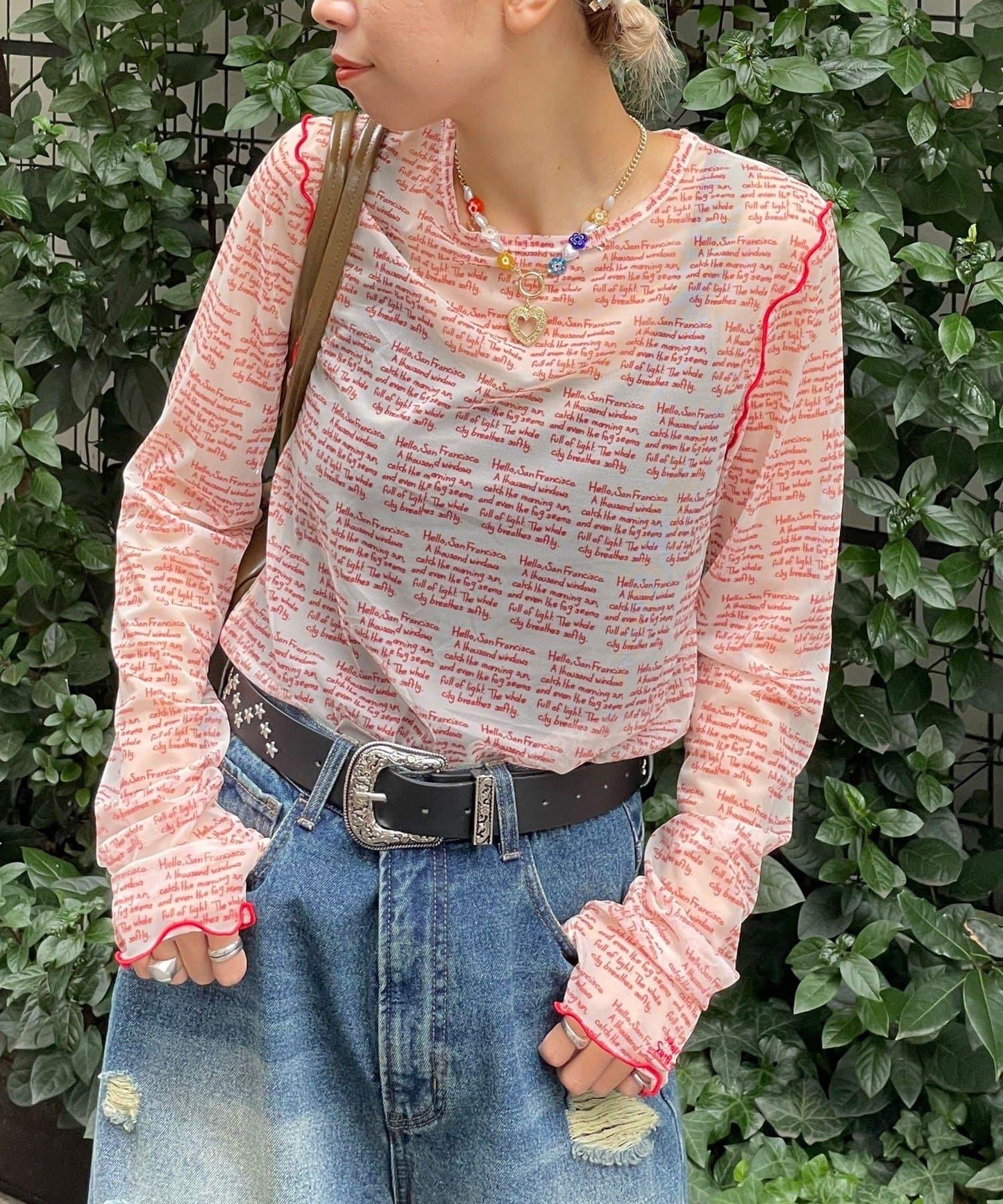 透感文字印花T恤