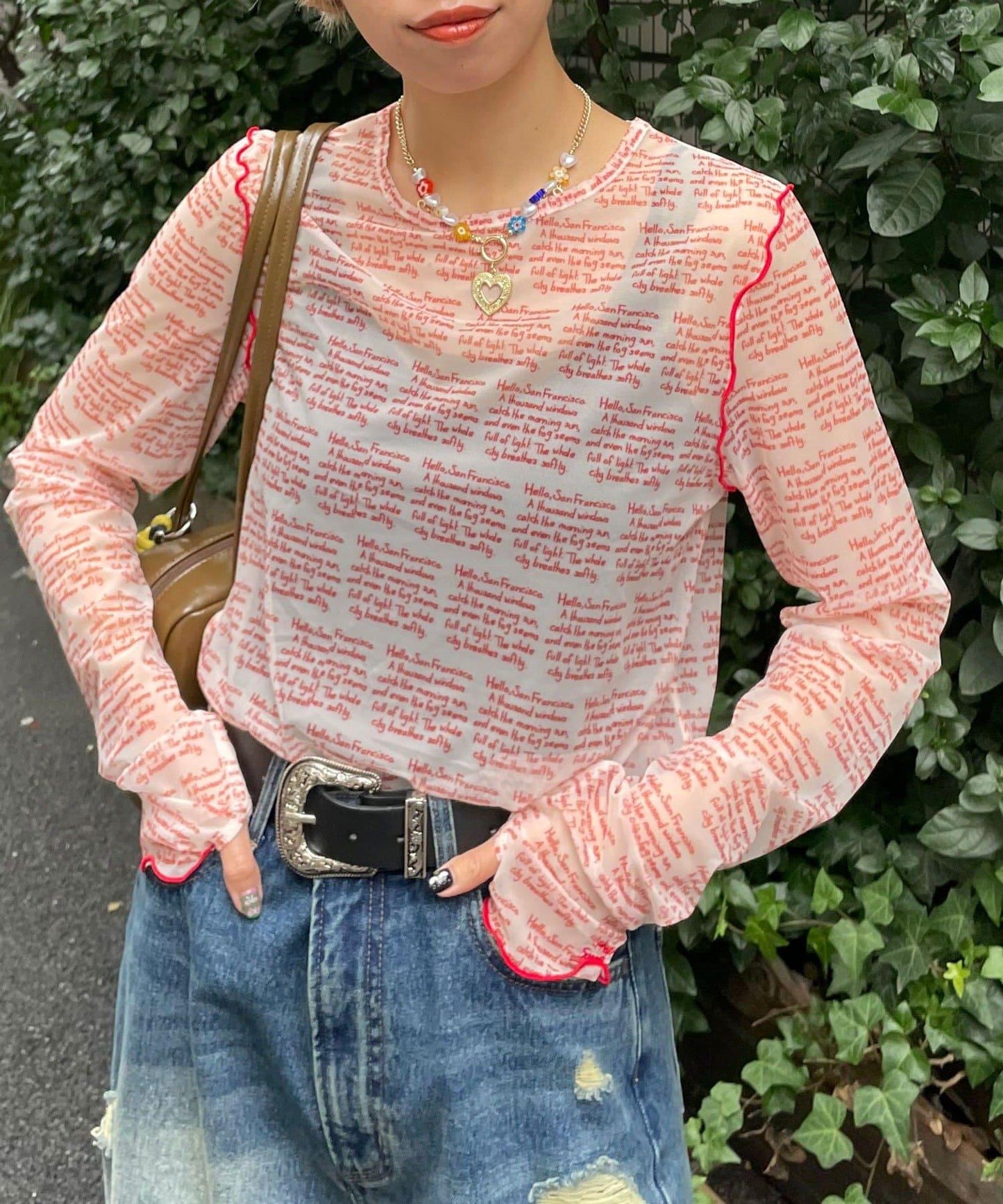 透感文字印花T恤