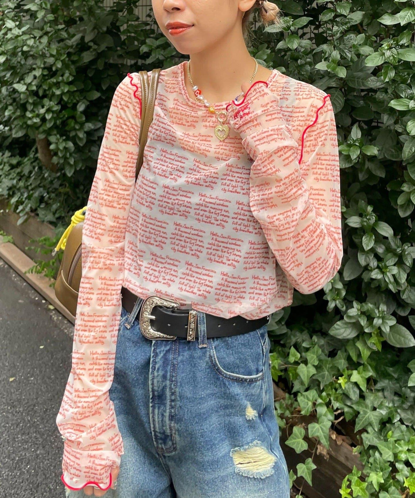 透感文字印花T恤