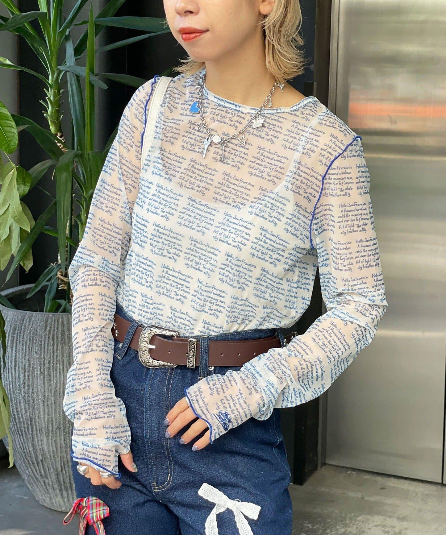 透感文字印花T恤