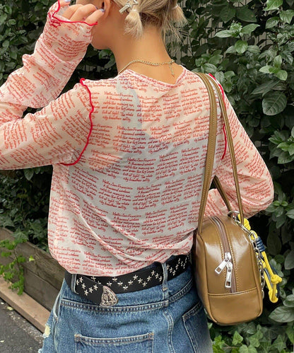 透感文字印花T恤