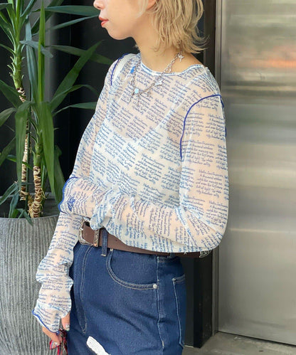 透感文字印花T恤