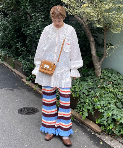 HELLO.SANFRANCISCO 荷葉蕾絲設計 寬鬆長款襯衫