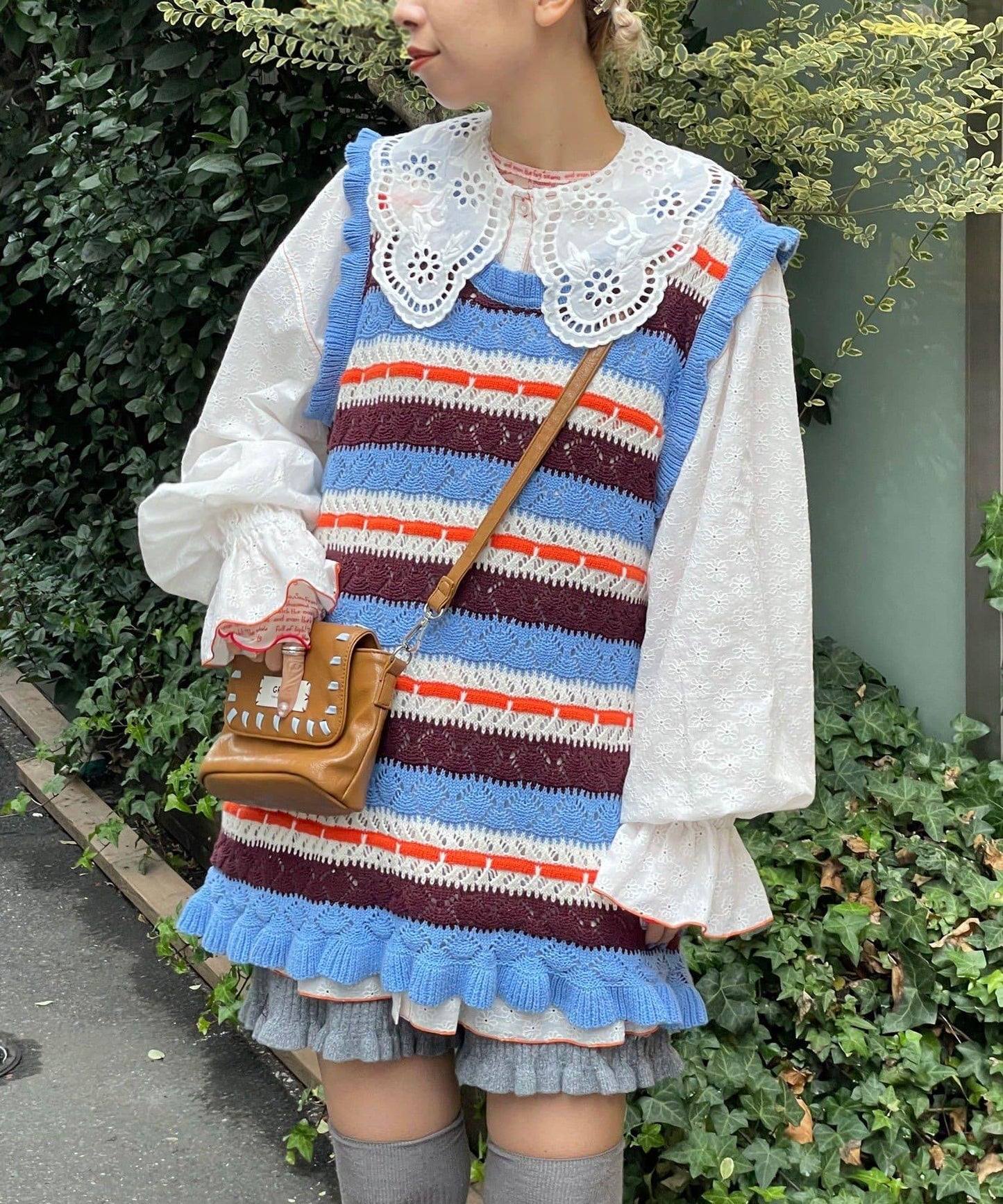 HELLO.SANFRANCISCO 鏤空條紋針織長款上衣