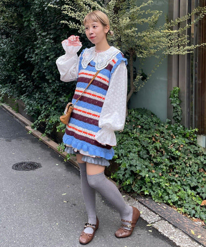 HELLO.SANFRANCISCO 荷葉蕾絲設計 寬鬆長款襯衫