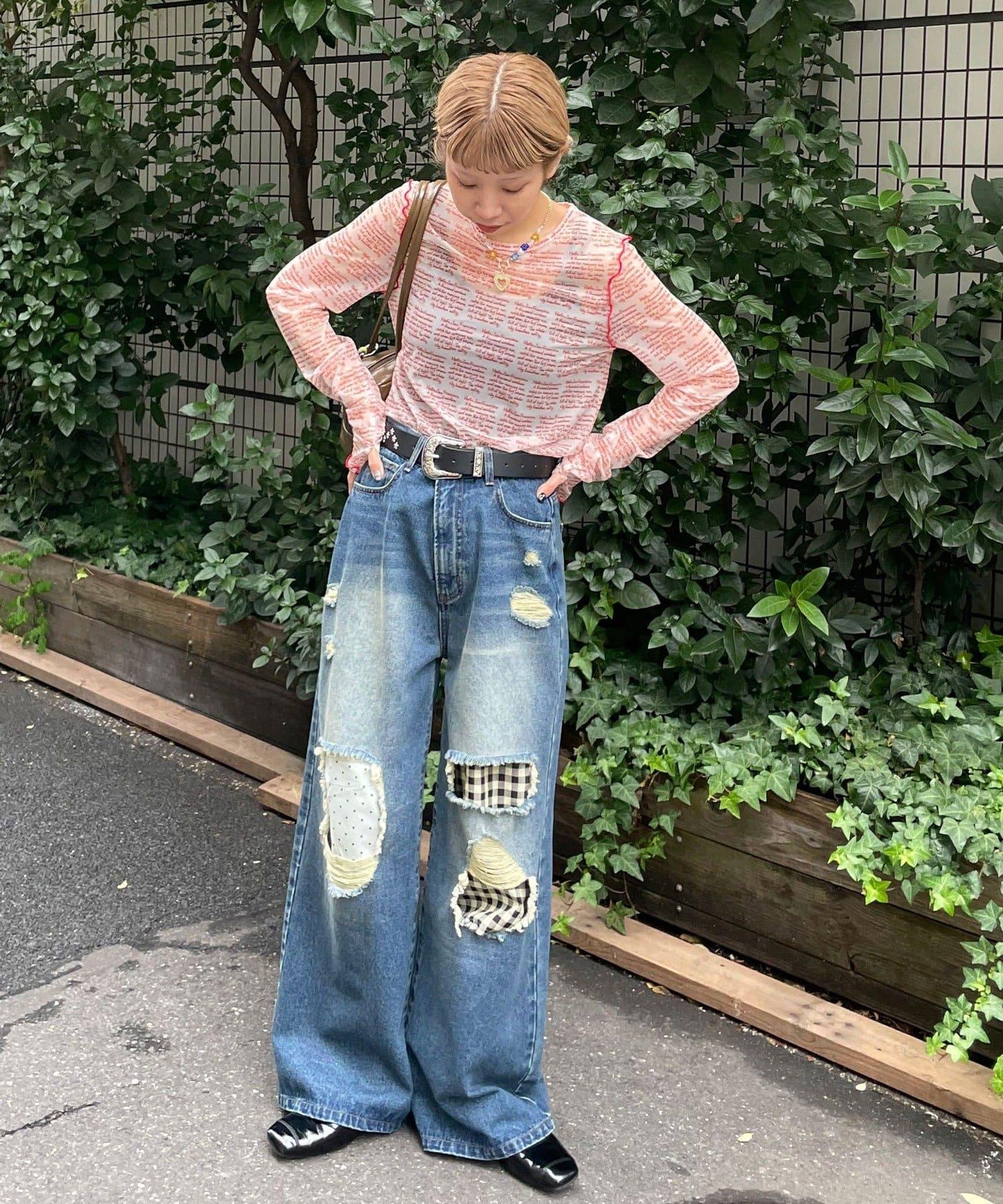 透感文字印花T恤