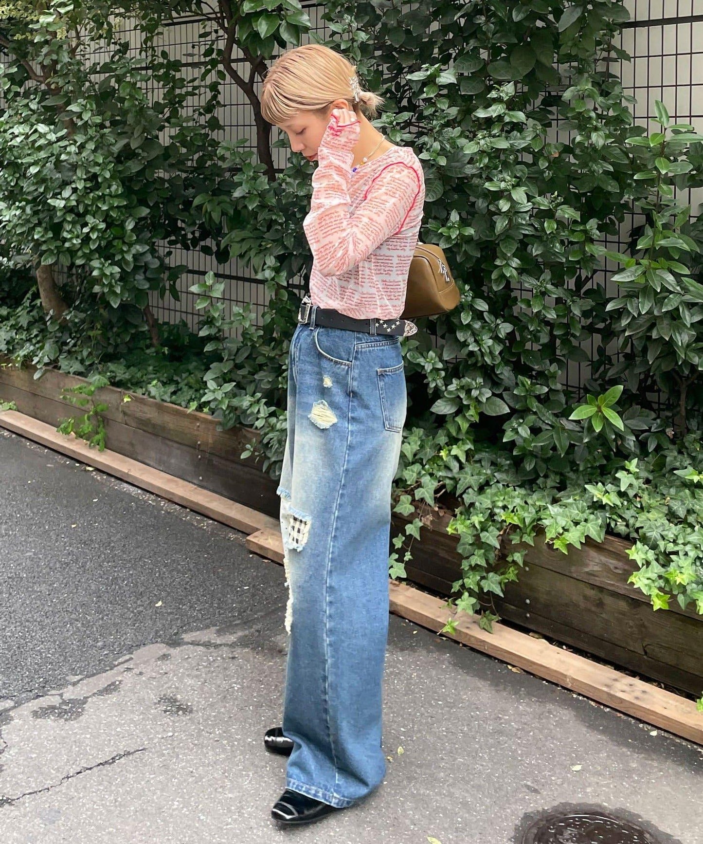 透感文字印花T恤