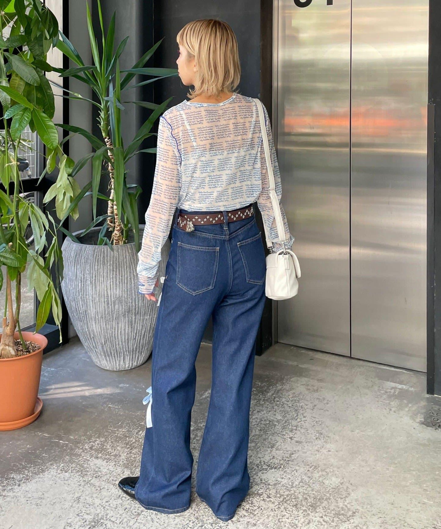 透感文字印花T恤