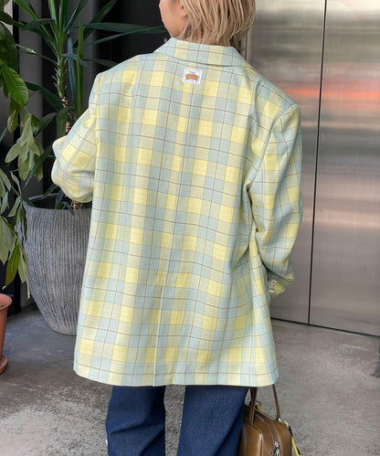 HELLO.SANFRANCISCO 花形紐扣格紋寬鬆夾克